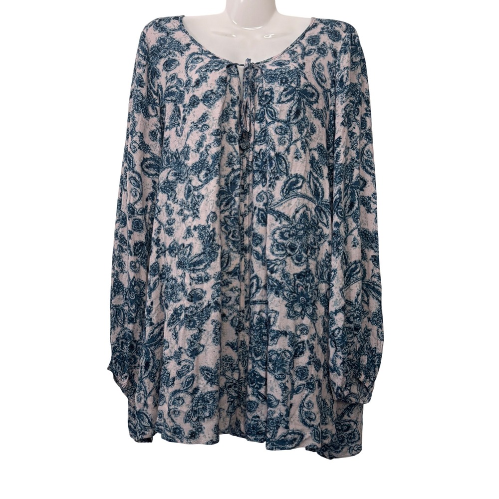Iay Floral Tunic Top Long Sleeve‎ Oversized Bohemian Blouse Small